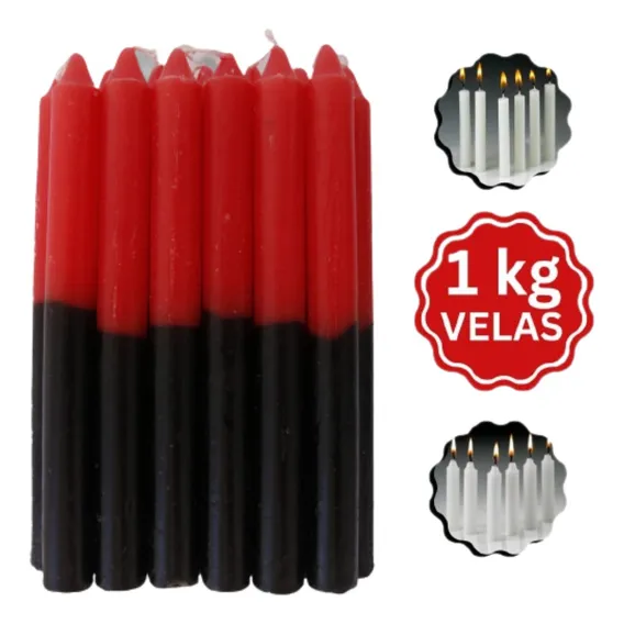 1 Kg Vela Palito Bicolor - 18cm 100% Parafina Foto 1