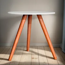 1 Mesa Lateral Pé Palito 45x50 Tampo Branco Kelan Foto  mini 1