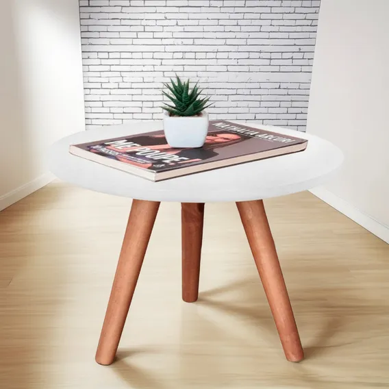 1 Mesa Pé Palito 35x30 Tampo Branco Kelan Foto 1