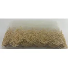 1 Mt Guipir De Tule Lindo Detalhe Dourado Bem Largo 15cm Nx Foto mini 3