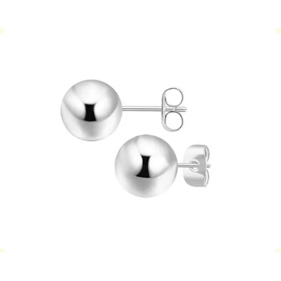 1 Par De Brinco Bola Banhado Ouro Branco Leve Semijoia Luxo Foto 1