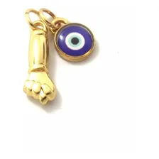 1 Pingente Figa E 1 Pingente Olho Grego Folheado A Ouro 18k Cor Dourado Foto mini 1