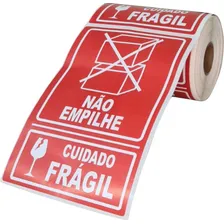 1 Rolo Etiqueta Não Empilhe Frágil 100x150mm(10x15cm)couche Cor Vermelho E Branco Foto mini 1