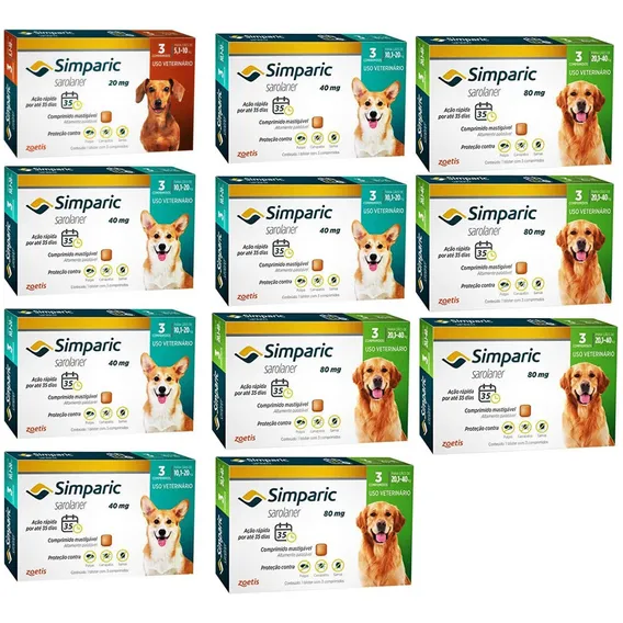 1 Simparic 20mg + 5 Simparic 40mg + 5 Simparic 80mg 3 Comp Foto 1