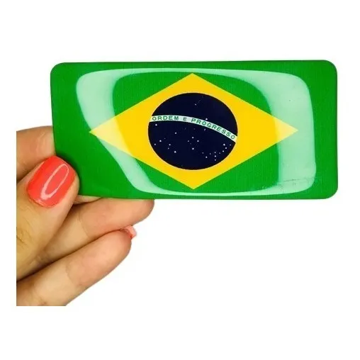 10 Adesivos Resinados Stickers Bandeira Brasil 10x15cm Foto 1