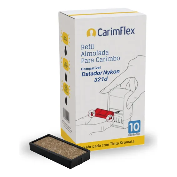 10 Almofada Refil Sem Tinta Datador Nykon 321d - CompatÃvel Cor S/TINTA Foto 1