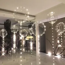 10 Balão Bubble N°20 Com Led Branco Decoração Festa Foto mini 1