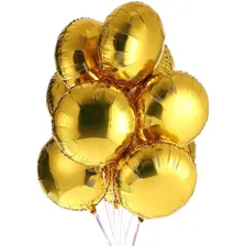 10 Balão Dourado Metalizado Redondo 45cm Gás Hélio Festa Ar Foto  mini 1
