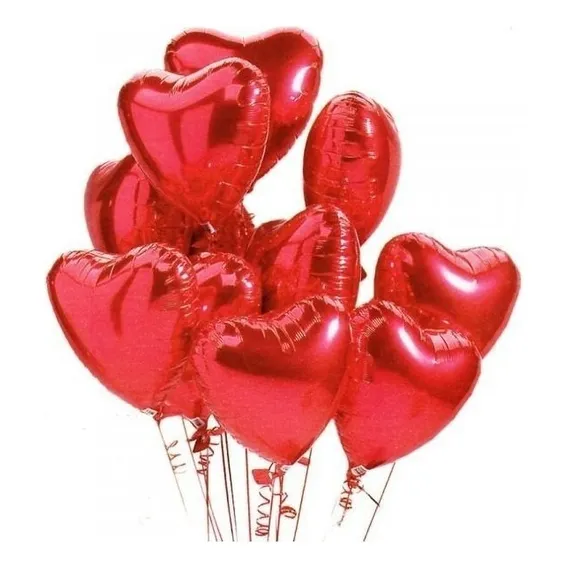 10 Balão Metalizado Coração Vermelho 45cm Decoração Casament Foto 1
