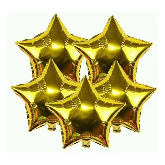 10 BalĂŁo Metalizado Estrela Dourado Metalizado 45cm Foto 1