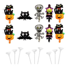 10 BalĂŁo Metalizado Halloween Bruxa Centro Mesa + 10 Vareta Foto mini 1