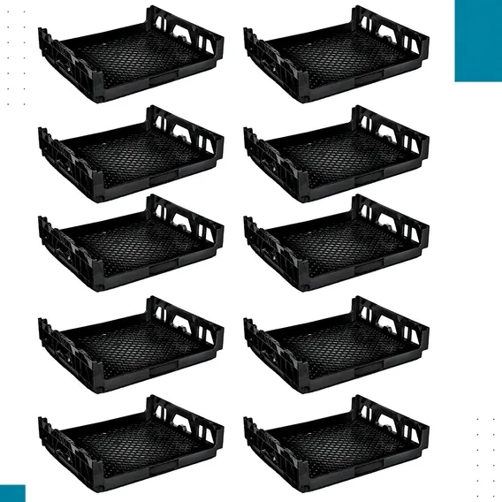 10 Bandeja PĆ£o De Forma Expositor Cesto Grade Padaria Preta Cor Preto Liso Foto 1