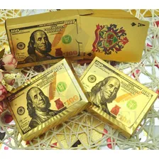 10 Baralho Dourado Ouro 24k Dollar Poker Cartas Jogos P'agua Foto mini 3