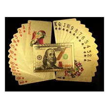 10 Baralho Dourado Ouro 24k Dollar Poker Cartas Jogos P'agua Foto mini 4
