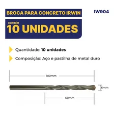 10 Broca Irwin Videa 6mm Concreto Iw904 Foto mini 4