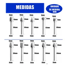 10 Brocas Fresa Lima Tungstenio Gravação Aço Retifica Dremel Foto mini 2