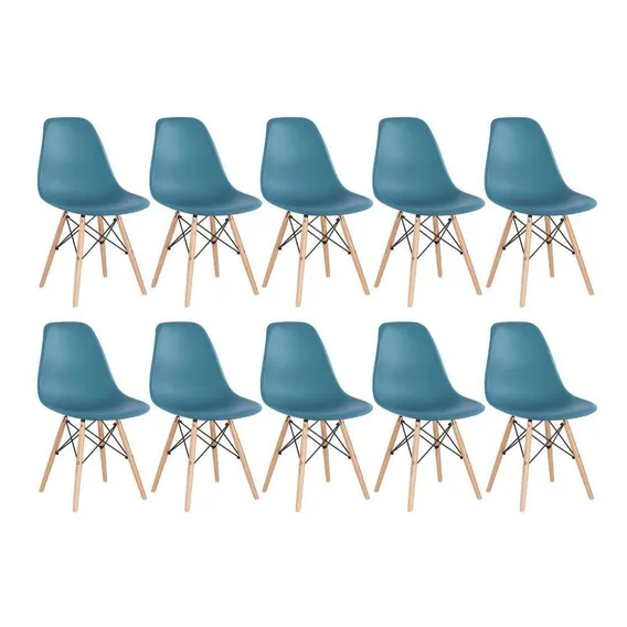 10 Cadeiras Charles Eames Wood Cozinha Eiffel Dsw Cores Cor da estrutura da cadeira Turquesa Foto 1