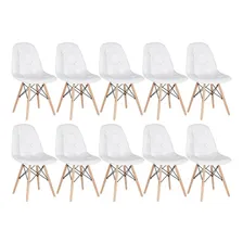 10 Cadeiras Estofada Botão Eames Botonê Capitonê Cores Assento Branco Foto  mini 1