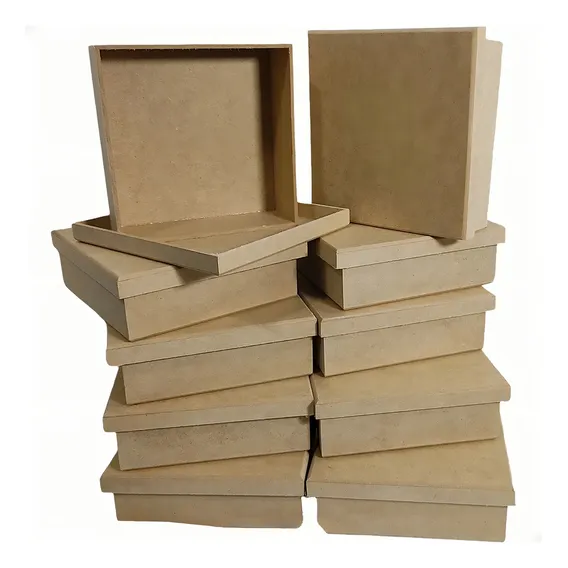 10 Caixa Caixinha 15x15x5 Mdf Crú Padrinhos Lembrancinha Tt Foto 1