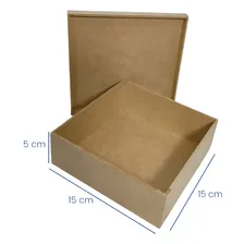 10 Caixa Caixinha 15x15x5 Mdf Crú Padrinhos Lembrancinha Tt Foto mini 3
