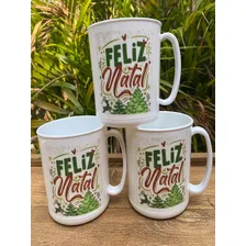 10 Caneca Feliz Natal Jantar Lembrancinha Familia Papai Noel Cor Branco Foto mini  2