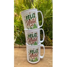 10 Caneca Feliz Natal Jantar Lembrancinha Familia Papai Noel Cor Branco Foto mini  3