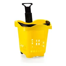 10 Cestinha De Supermercado Cesta Compras C/ Rodinha Puxador Cor Amarelo Foto mini 1