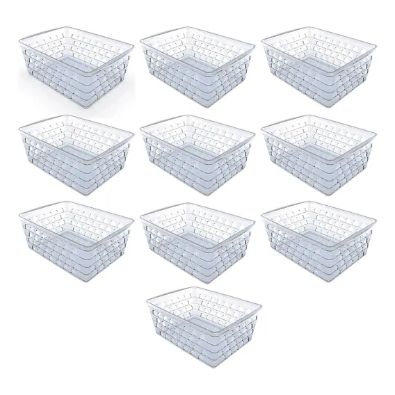 10 Cesto Organizador Multiuso Pequeno Transparente 16x12x6cm Foto 1