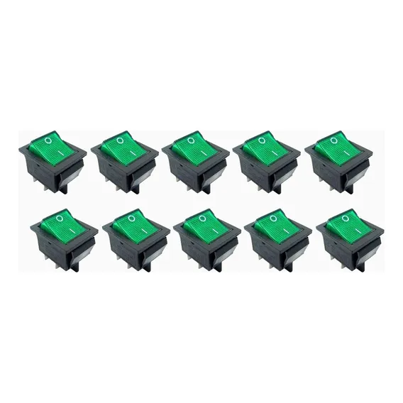10 - Chave Liga/desliga 4 P贸los Gangorra 16a-250v/20a-125v Verde Foto 1