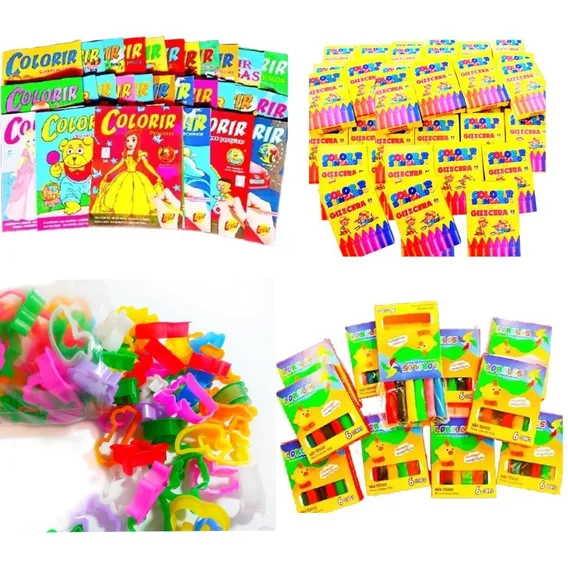 10 Colorir +10 Giz Cera M +10 Massinha Modelar+ 30 Forminhas Cor Sortidas Foto 1