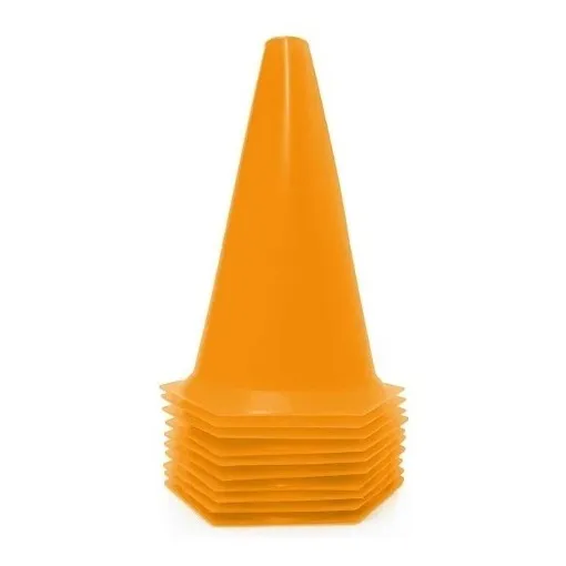 10 Cones 23cm Rígidos P/ Treinamento Ax Laranja Esportes Foto 1