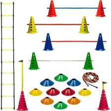 10 Cones Barreiras + 10 Pratos + Corda + Escada Agilidade Foto  mini 1