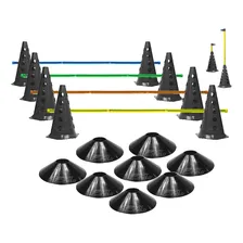10 Cones Furados C/ 5 Barreiras + 10 Pratos Agilidade Foto  mini 1