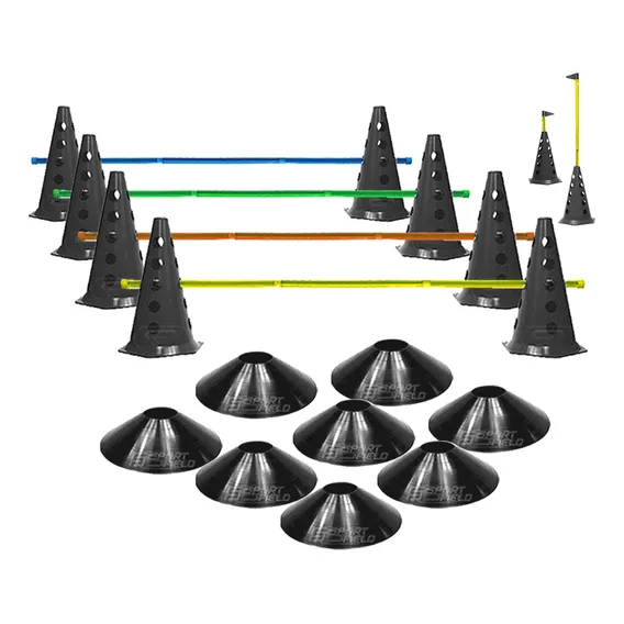 10 Cones Furados C/ 5 Barreiras + 10 Pratos Agilidade Foto 1