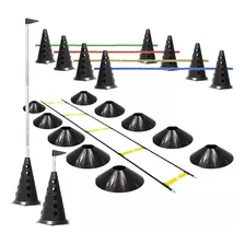 10 Cones Furados C/ Barreiras + Escada Agilidade + 10 Pratos Foto mini 1