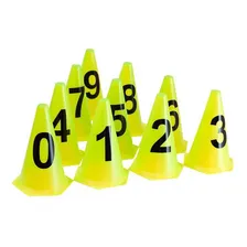 10 Cones Numerados 24cm P/ Treinamento Ax Esportes Amarelo Foto mini 1