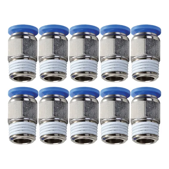10 Conexão Pneumática Engate Rápido Reta Macho 1/8 Npt X 6mm Foto 1