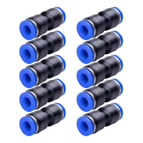 10 Conexão Reta Pu 10mm Pneumática Engate Rápido 10 Peças Foto 1
