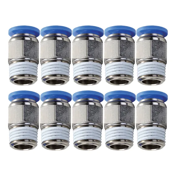 10 Conexão Pneumática Engate Rápido Reta Macho 1/8 Npt X 6mm Foto 1