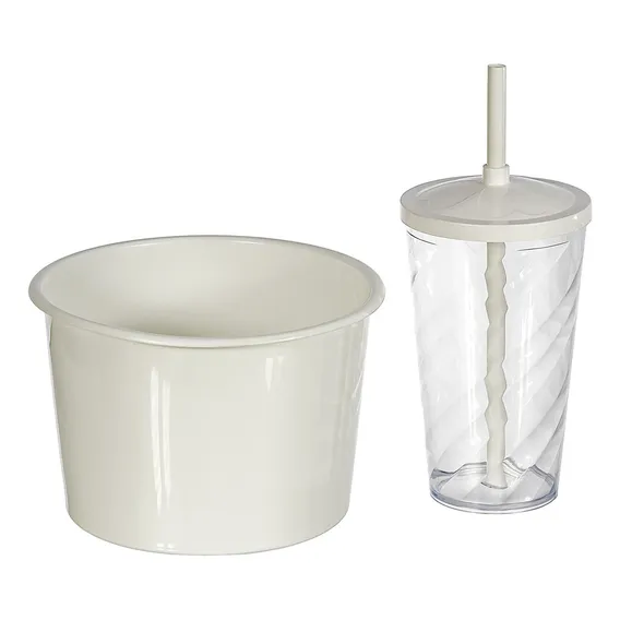 10 Copos Twister 500ml + 10 Baldes De Pipoca 1,5l - Branco Foto 1