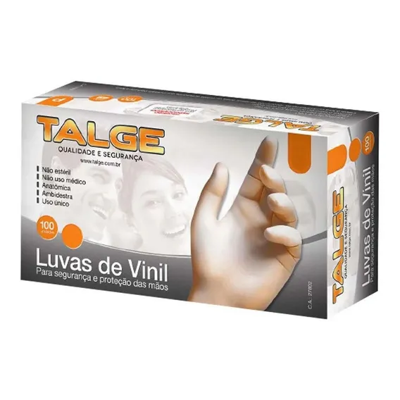 10 Cxs Luva De Procedimento Vinil S/ Talco - Talge Tam. P Foto 1