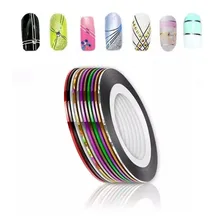 10 Fitas Fitilhos Decoração Unhas Glitter Fios Autocolante Foto mini  2