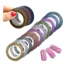 10 Fitilhos Decoração Fita Unhas Decoradas Encapsulada Fino Foto  mini 1