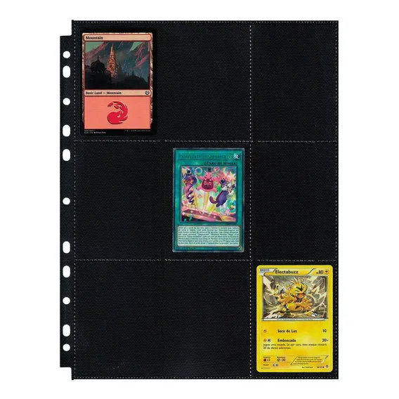 10 Folhas Fichário Preto 18 Bolsos Yugioh Magic Pokemon Up Foto 1