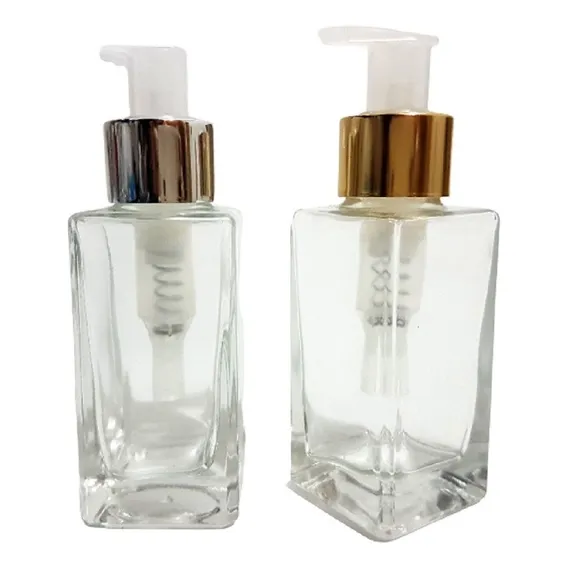 10 Frascos De Vidro Porta Sabonete Retangular 60ml Cor Dourada Foto 1