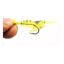 10 Isca Artificial Aromatizada Camarão Silicone Anzol Pesca Foto mini 2