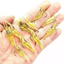 10 Isca Artificial Aromatizada Camarão Silicone Anzol Pesca Foto mini 1