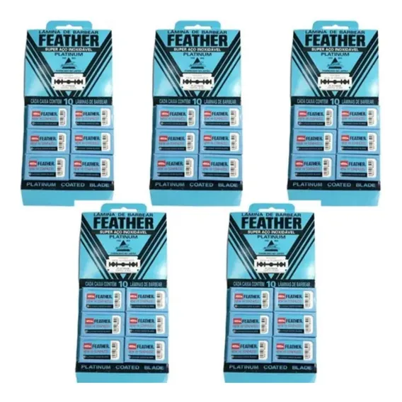 10 Kit 6 Feather Com 10 Lâminas Barbear Cada Foto 1