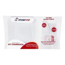 10 Kit Churrasco Com 10 Pratos Branco 10 Garfos E 10 Facas Foto mini 4