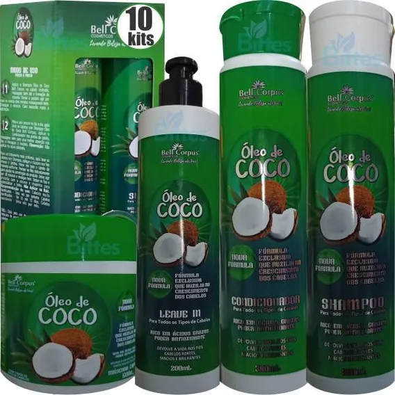 10 Kits Capilar Óleo De Coco Bell Corpus Crescimento Atacado Foto 1